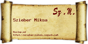 Szieber Miksa névjegykártya